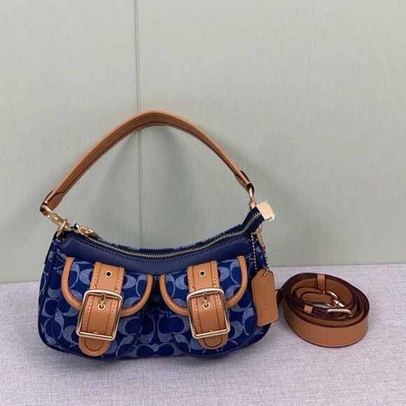NEW Coach Ashton Baguette Bag In Signature Denim CY700 Limited - Picture 1 of 8